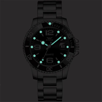Montres de luxe pour hommes en acier inoxydable – Montre à quartz avec affichage de la date, style professionnel et sportif, tendance