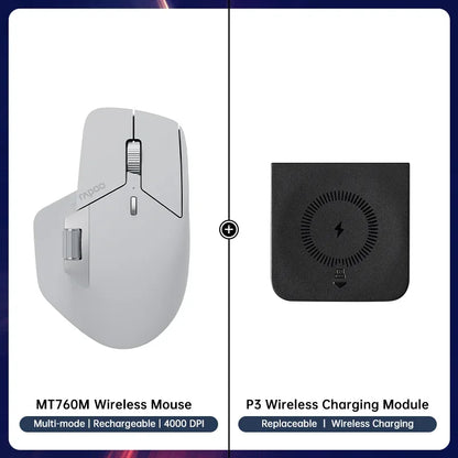 Rapoo MT760/MT760Mini Multi-mode Rechargeable Wireless Mouse Ergonomic 4000 DPI Bluetooth Mouse Easy-Switch Up to 4 Devices