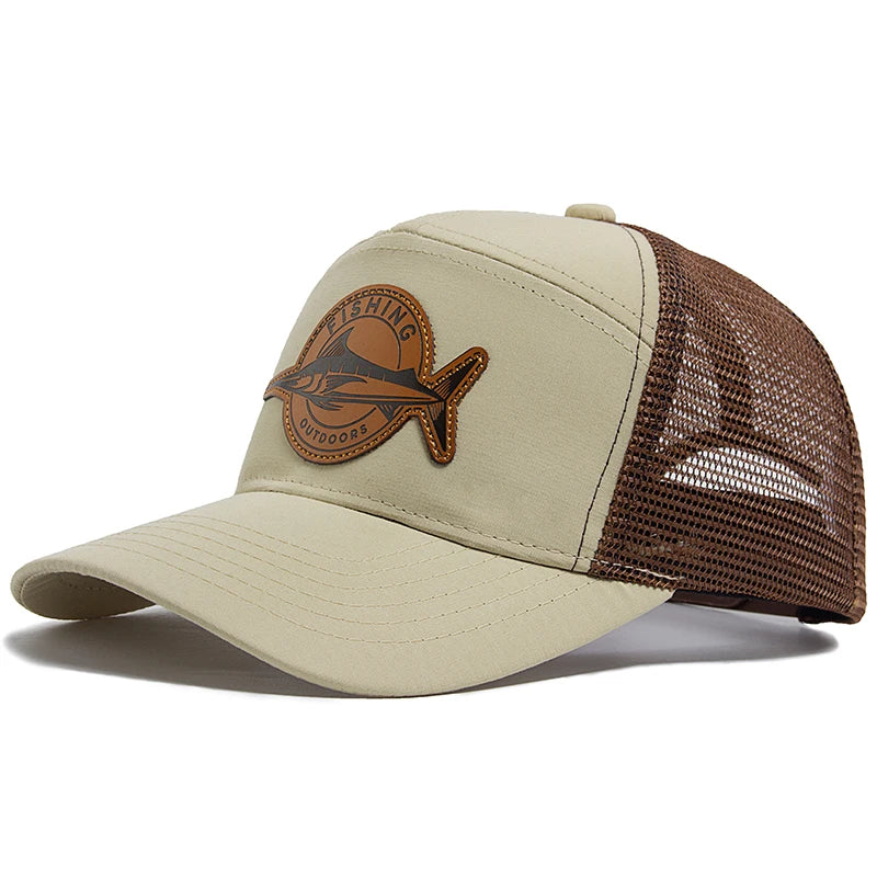 Shark Leather Label férfi baseball sapka, alkalmi, 7 panelos stílusú trucker sapka, divatos hiphop hálós sapka, nyári női napellenzős sapka, unisex