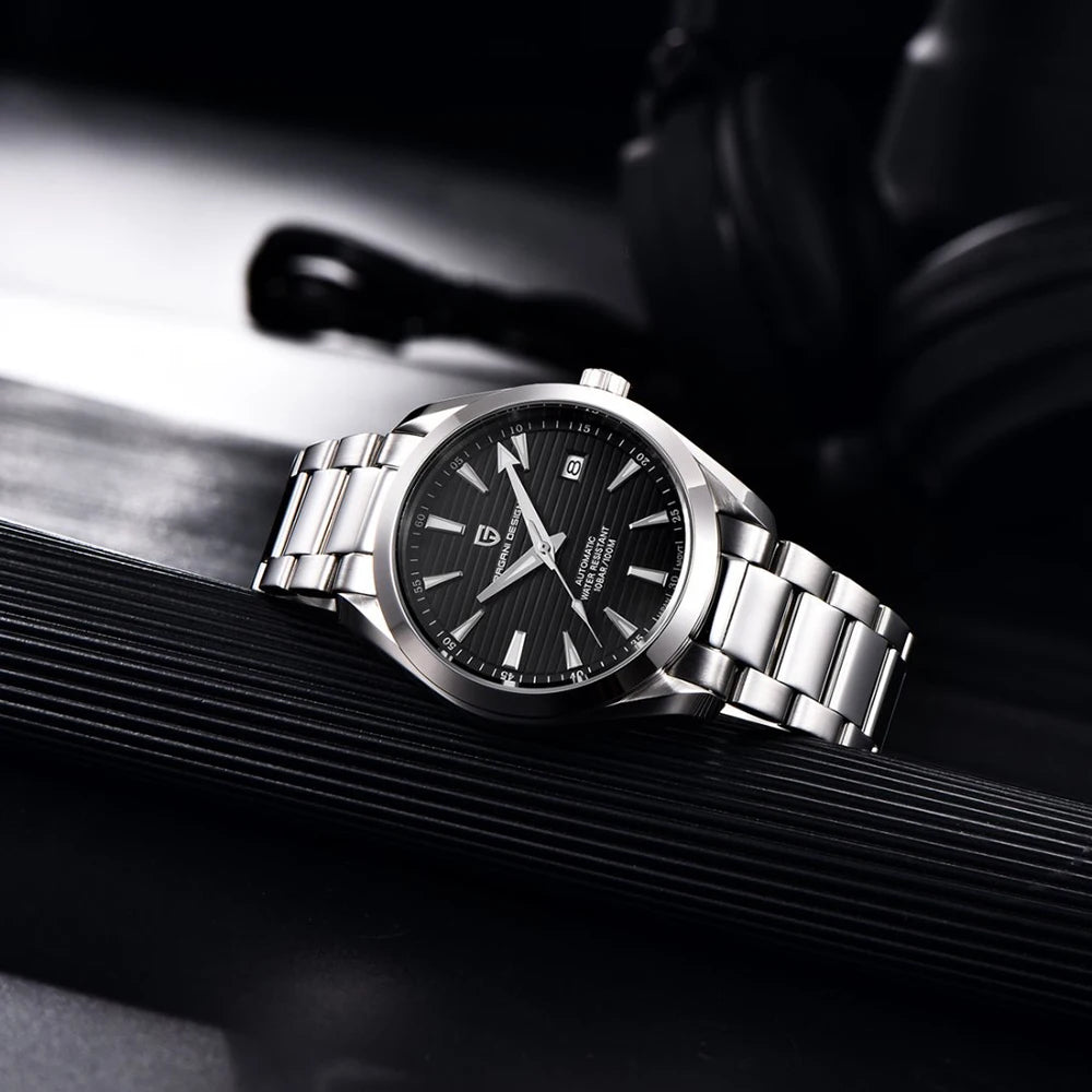 Reloj de lujo para hombre PAGANI DESIGN – Modelo automático mecánico (calibre 8215), de acero inoxidable, hermético, con indicador de fecha y agujas luminiscentes