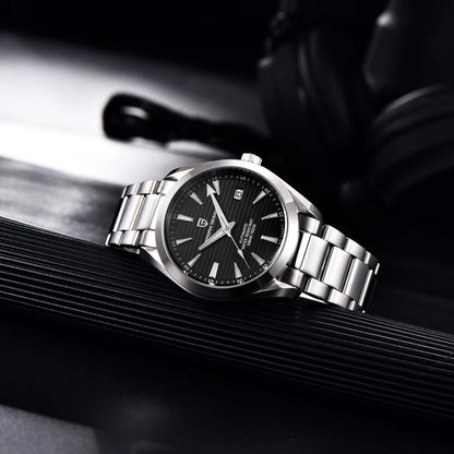Reloj de lujo para hombre PAGANI DESIGN – Modelo automático mecánico (calibre 8215), de acero inoxidable, hermético, con indicador de fecha y agujas luminiscentes