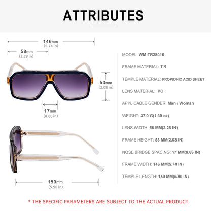 Classic Oversized Square Sunglasses Men 2026 Luxury Brand Trendy Metal Big Frame Goggles Eyewear Stylish Sun Glasses For Ladies