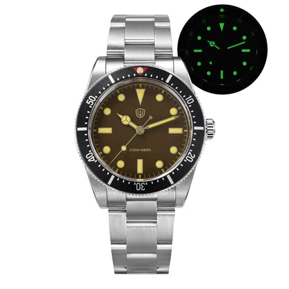 Watchdives WD7922 BB54 Watch VH31 Sweep Second Movement Sapphire Crystal 20bar Waterproof C3 Luminous 37mm Vintage Watches