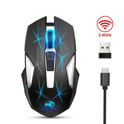 Wireless Gaming Mouse 2.4G Colorful Breathing Light Instant Response No Tangled Cables Work with Gaming Switch