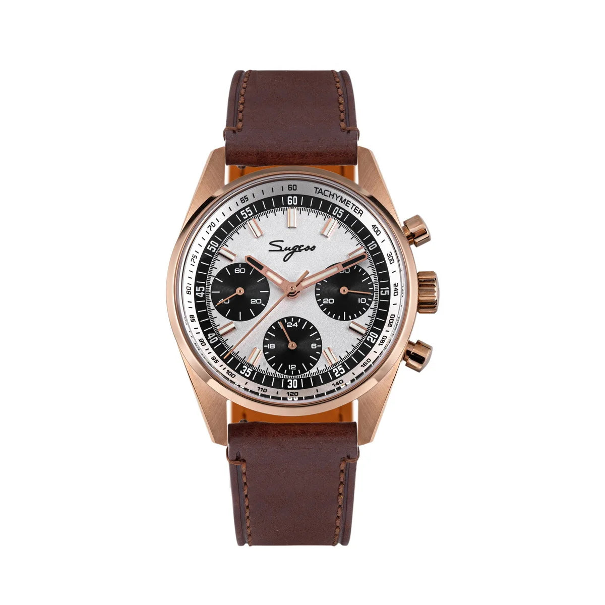 Sugess Mens Watch 38mm Chronograph Mechanical Wristwatches Tianjin Gooseneck Movement Sapphire Crystal Roulette Dial S465 new
