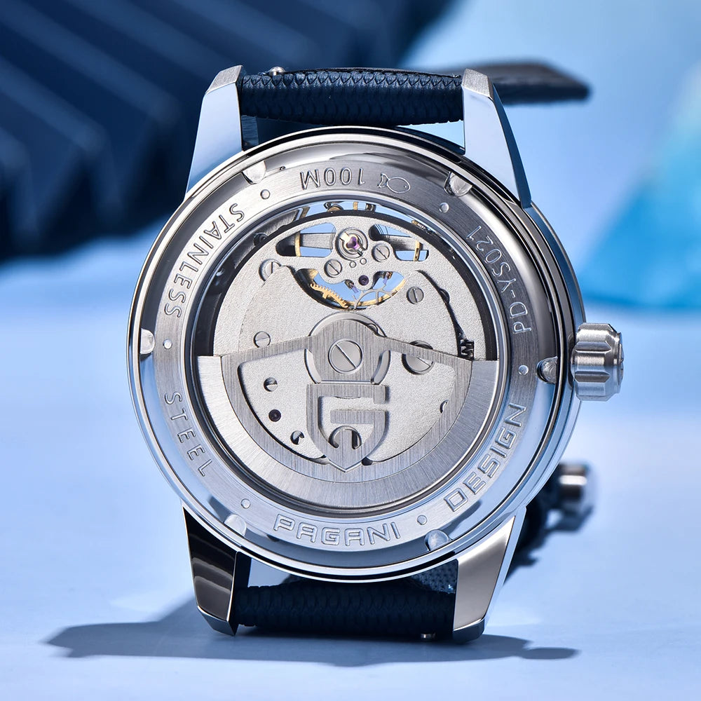 PAGANI DESIGN 41mm Men’s Luxury Mechanical Watch  Sapphire Crystal, Leather Strap & Waterproof