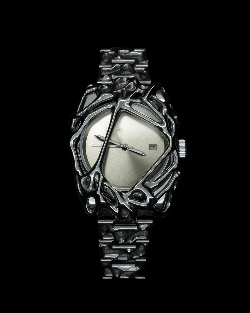 Unique Minimalism Men's Watches Irregular Dial Design Fashion Casual Street Punk Gothic Y2k Wristwatch for Men Black Color Gift
