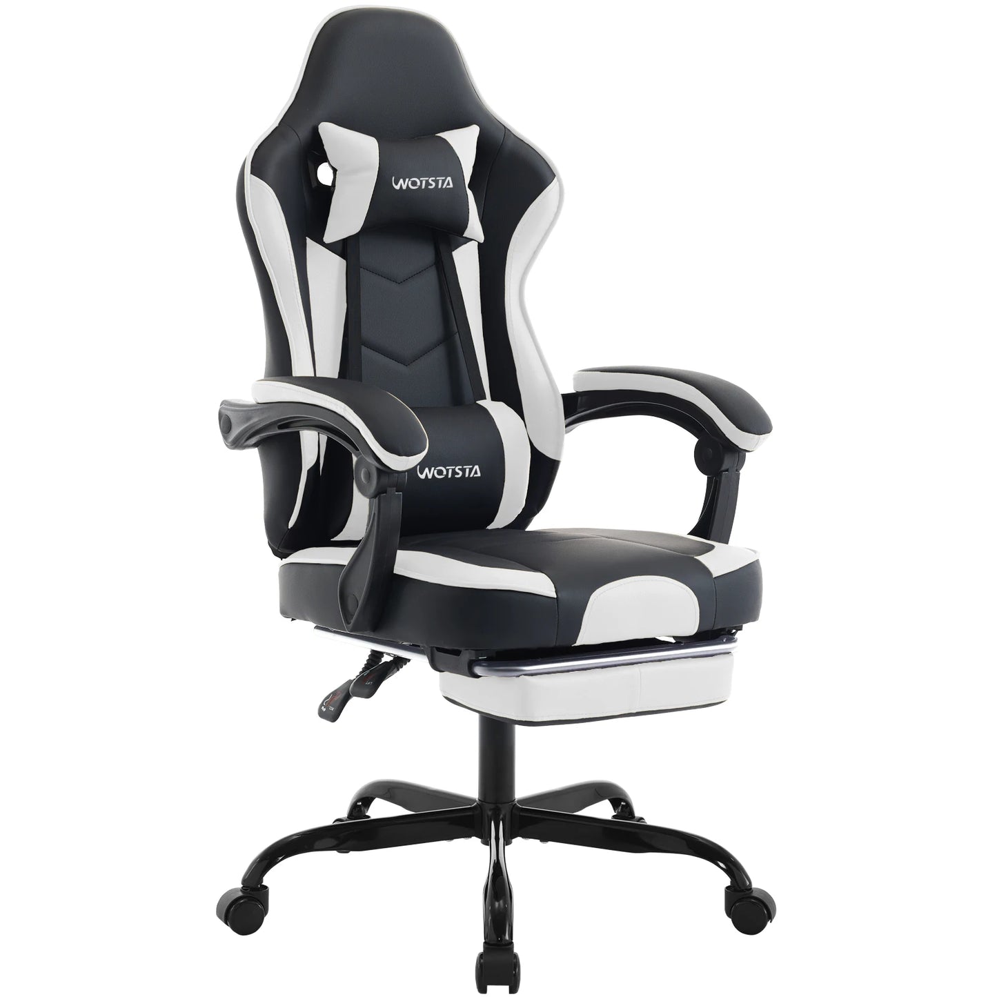 Sedia da gaming WOTSTA con poggiapiedi, sedia gamer ergonomica con cuscino lombare e poggiatesta, sedia per computer regolabile in altezza