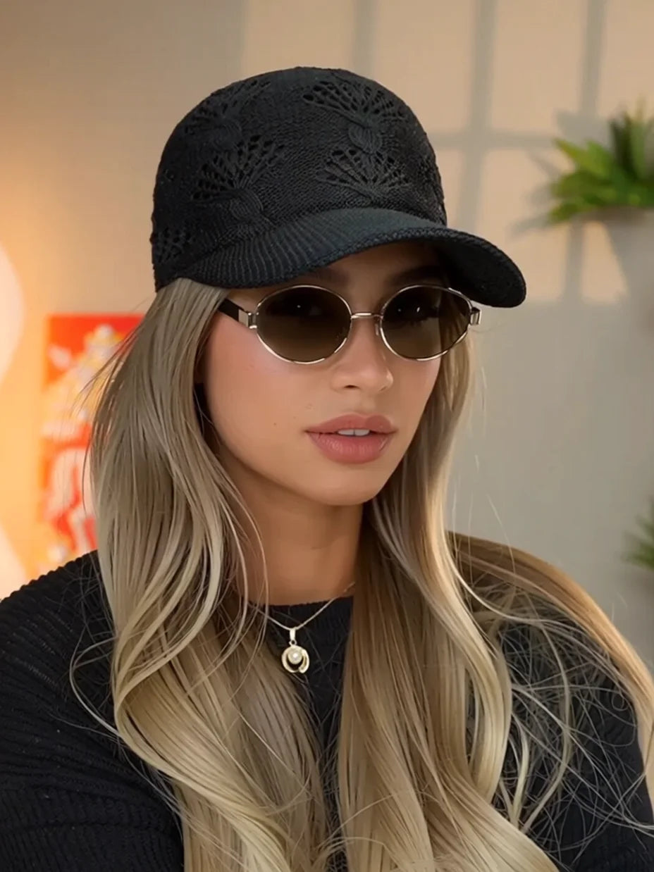 Casquette de baseball d'été en maille ajourée brillante pour femme, casquette de protection solaire pour les activités de plein air, respirante, flatteuse et polyvalente