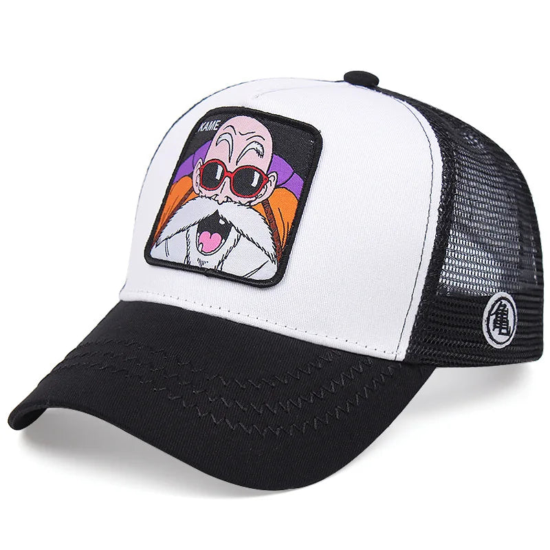 Casquette de baseball imprimée à l'effigie d'un personnage de l'anime Dragon Ball pour hommes et femmes – Casquette hip-hop – Casquette en maille pour camionneur – Protection solaire d'été pour les activités en plein air