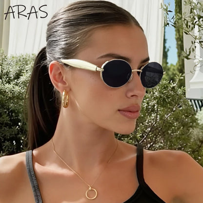 Sexy Small Oval Punk Sunglasses Women 2026 Luxury Vintage Steampunk Metal Frame Sun Glasses For Ladies Trendy Traveling Shades