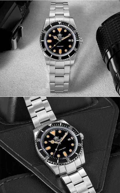ADDIESDIVE Men’s Luxury Diver Watch Luminous Dial, Ceramic Bezel, Stainless Steel & 20 Bar Water Resistant