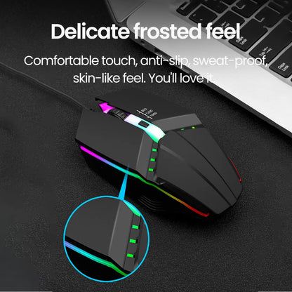 Ενσύρματο RGB Gaming Ποντίκι USB με Οπίσθιο Φωτισμό, Αθόρυβη Λειτουργία, LED Φωτισμό, 1600DPI, για Desktop PC, Notebook, Υπολογιστή, Σπίτι και Γραφείο