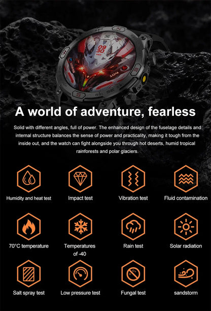 Men's Fashion Outdoor Sport GPS Smart Watch with AMOLED HD Screen, Heart Rate Monitor, and Waterproof Features