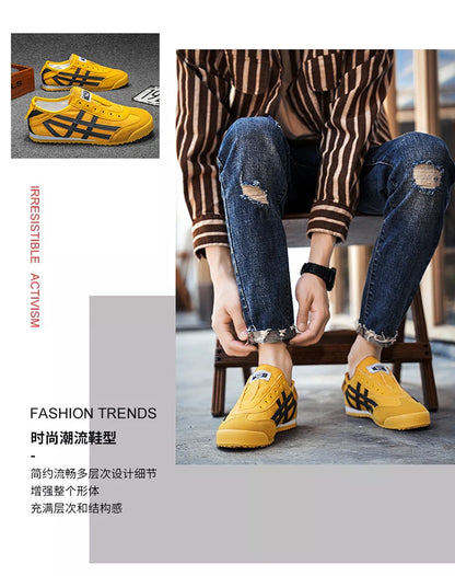 Men's Classic Running Shoes Lace Up Flat Bottom Sports Shoes Soft Sole Walking Gym Breathable Couple Casual Canvas Tennis Shoes
