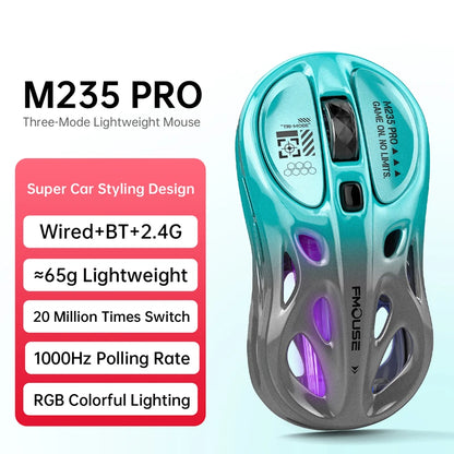 Mouse gaming RGB tri-mode wireless 2.4G, design gol și ușor, cu iluminare Chroma, cu fir și Bluetooth, controller mouse e-sports