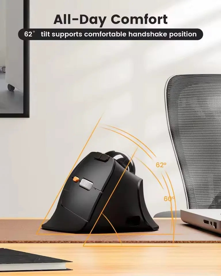 ProtoArc EM05NLWireless Trackball Mouse Rechargeable Bluetooth Ergonomic Vertical Rollerball Mouse for Computer iPad Mac Windows