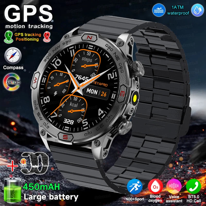 Men's Fashion Outdoor Sport GPS Smart Watch with AMOLED HD Screen, Heart Rate Monitor, and Waterproof Features