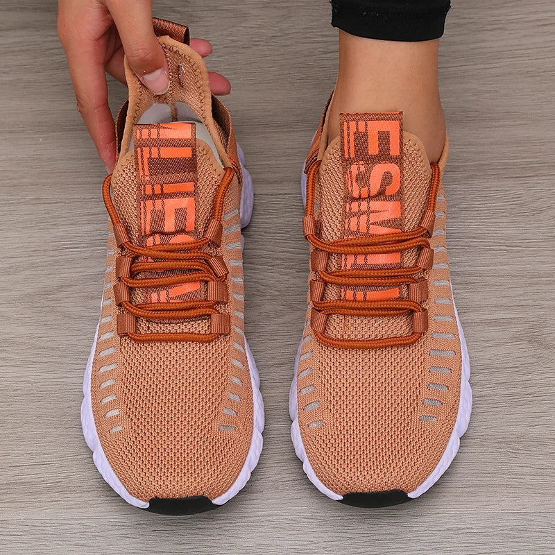 Zapatillas deportivas de mujer de malla, ligeras, con suela suave, correa para jogging, transpirables, de moda, para caminar, deportivas informales, de tenis, planas, para hombre