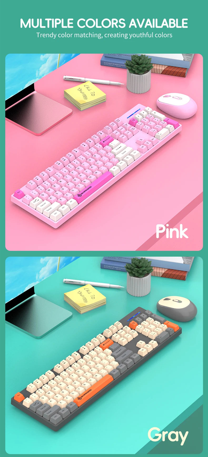 Conjunto Teclado e Rato Sem Fios NexusClick para Gaming e Escritório, Poupança de Energia Inteligente, Tamanho Completo, 104 Teclas, 1600DPI Ajustável, USB para Portátil e PC