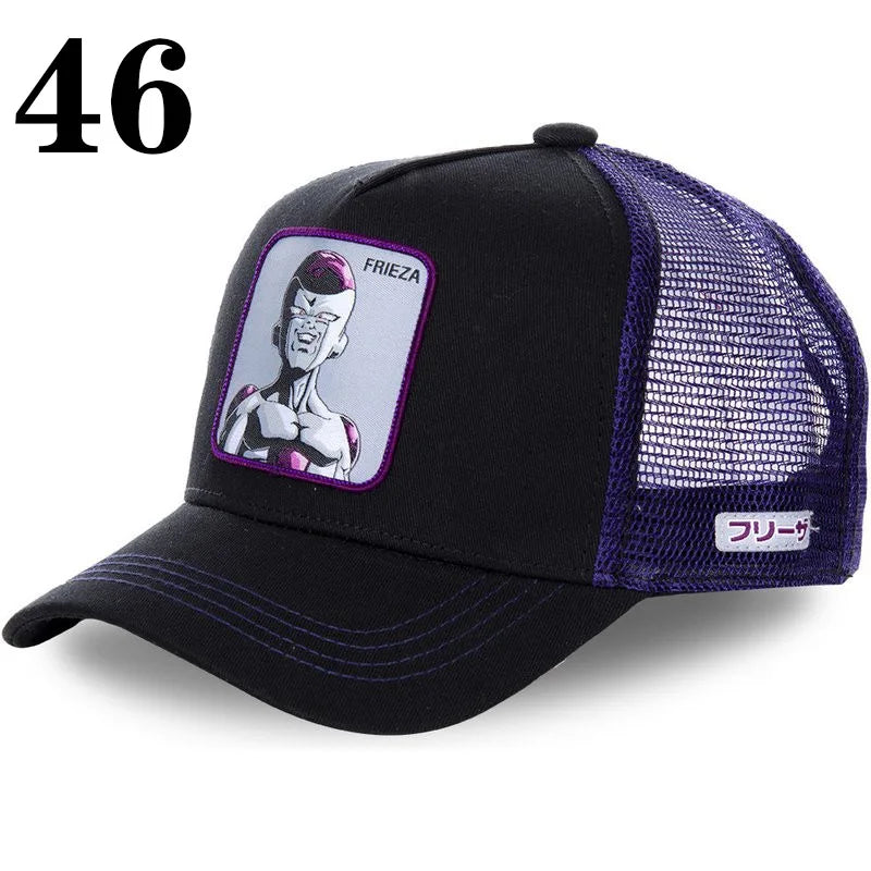 Casquette de baseball imprimée à l'effigie d'un personnage de l'anime Dragon Ball pour hommes et femmes – Casquette hip-hop – Casquette en maille pour camionneur – Protection solaire d'été pour les activités en plein air