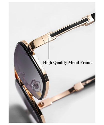 Ruiao Square Mens Designer Sunglasses Metal Frame Gradient Luxury Shades UV400 Rectangle Pilot Sun Glasses for Men