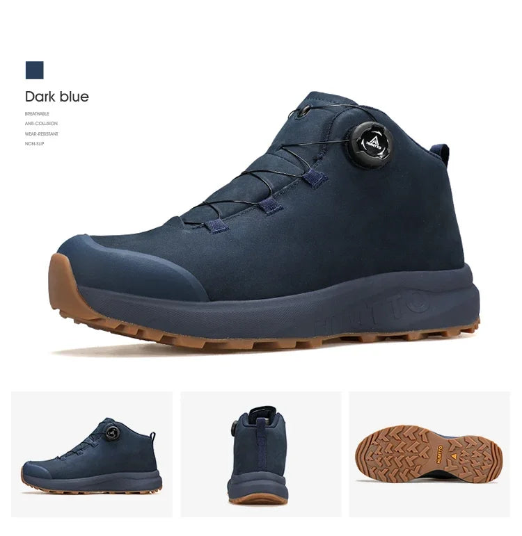 HUMTTO Leather Shoes for Men Winter Camping Outdoor Men's Sports Shoes Breathable Trekking Boots Man Non-slip Hiking Sneakers