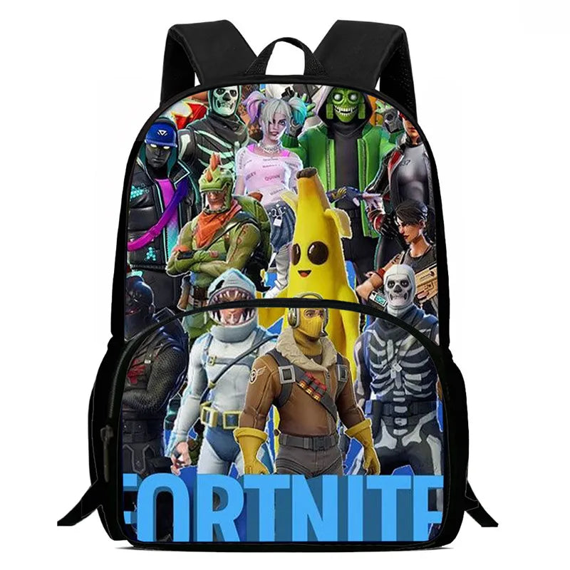 15-инчова Fortnite раница с анимационен дизайн, унисекс, за момчета и момичета, с преден джоб, лека ученическа раница с голям капацитет