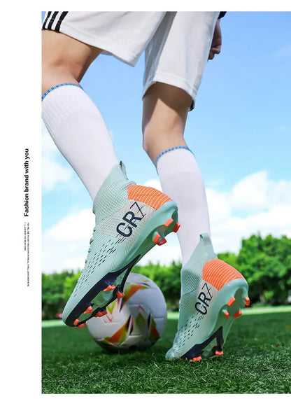 Chuteiras de Futebol de Treino TF com Pitons Longos, Resistentes ao Desgaste, Respiráveis, para Terreno Firme, Jogo ao Ar Livre e Treino