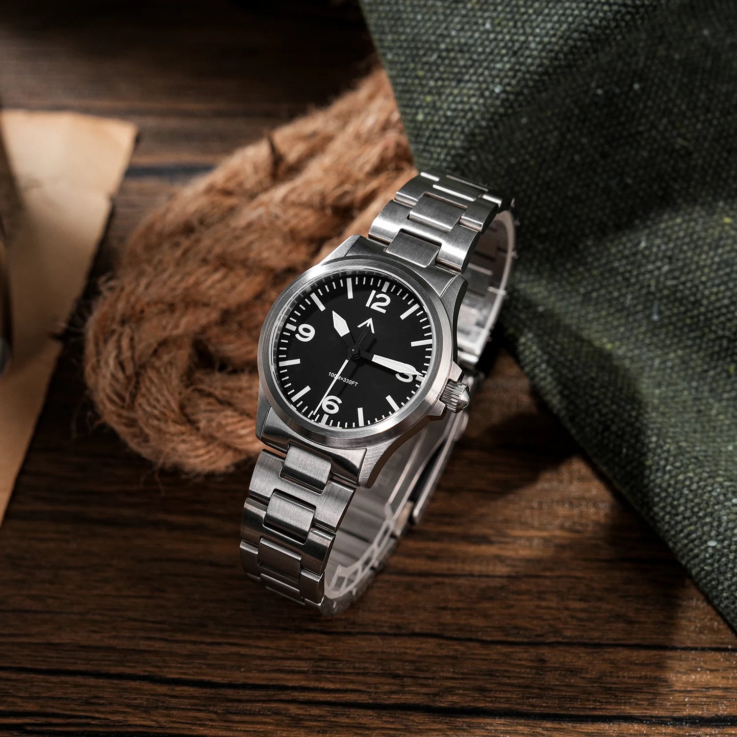 Militado  ML18 36mm Men Watch VH31 Quartz Movement Watches Luminous Sapphire Double Domed Crystal Waterproof Vintage Wristwatch