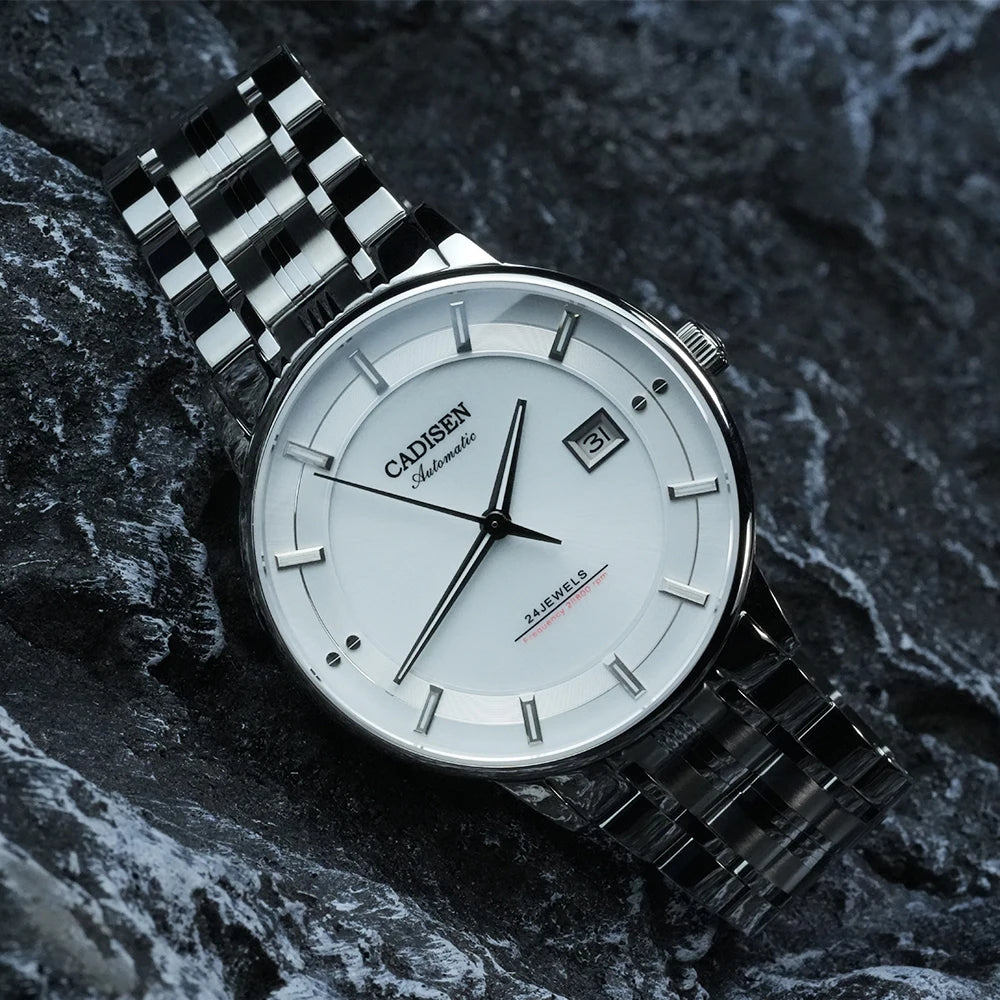 CADISEN Ultra-thin Mechanical Wristwatch Japan MIYOTA 9015 Top Brand Luxury Single-dome Sapphire Crystal Automatic Watch Man