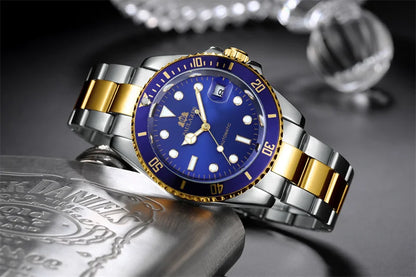 High Quality Automatic Mechanical Watch for Men Stainless Steel Red Dial Date Strong Luminous Luxury Men Watch Reloj Hombre