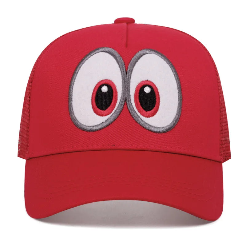 Jeu d'animation Super Luigi Brothers - Casquette de cosplay - Casquette de baseball brodée avec de grands yeux rigolos - Casquette à visière ajustable - Casquette de soleil