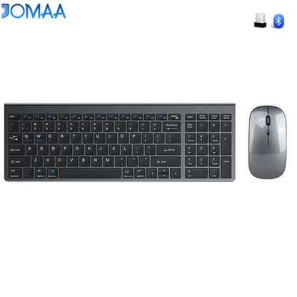 JOMAA Bluetooth&2.4G USB Keyboard and Mouse Set for Laptop Computer ipad Rechargeable Wireless Keyboard and Mouse Combo Slient