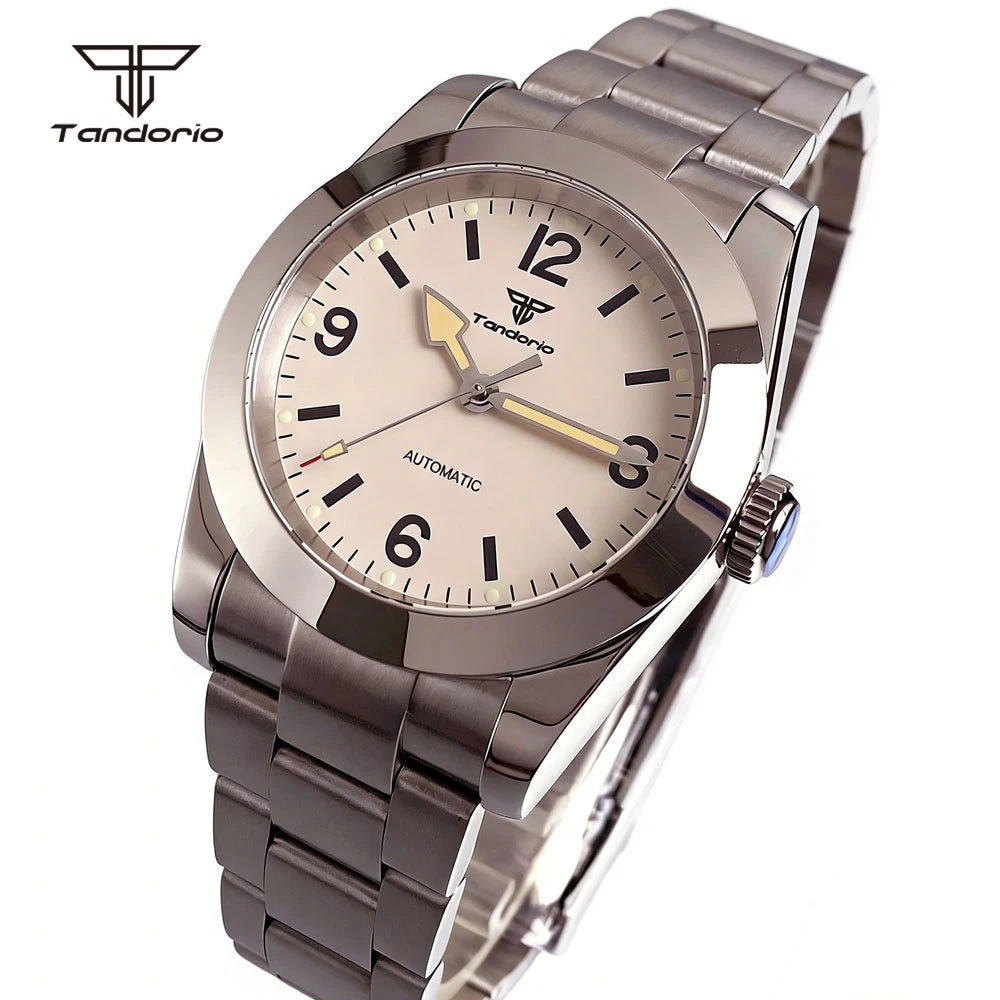 Tandorio Mechanical Automatic 36mm/39mm Explorer Style Watch Sapphire Glass Miyota8215 or PT5000 Men's Wristwatch Glide Clasp