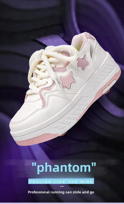 Kids Roller Skate Shoes - Rechargeable Wheels Fashion Color Shiny Birthday for Boys and Girls Two-in-one Casual Shoes