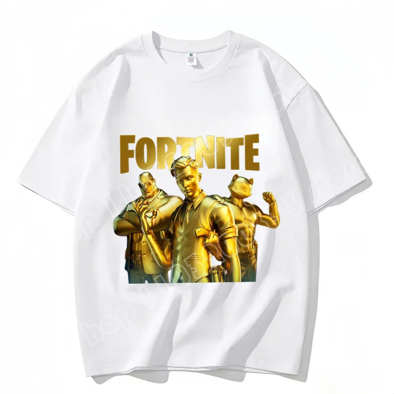 Fortnite Rundhals-T-Shirt für Erwachsene, unisex, Gaming-Dance-Mode, neu, aus reiner Baumwolle, kurzärmeliges Oberteil, perfekt für Freizeit und Urlaub