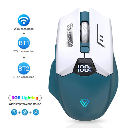 Dvourežimová bezdrátová Bluetooth myš se smart displejem, tichým nabíjením, pro kancelář, gaming, tablet, přenosná univerzální myš