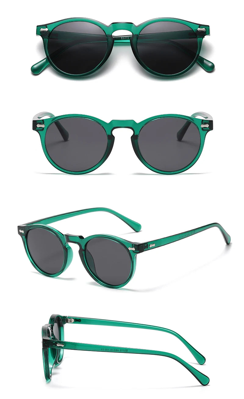 Peekaboo polarized sunglasses for men korean fashion driving round sun glasses for women uv400 green brown summer accessories