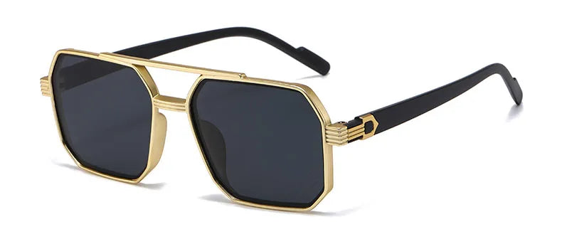 Trendy Women Luxury Polygonal Sunglasses Double Beam Men Metal Sunglass Outdoor Driving Shade Unisex