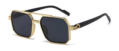 Trendy Women Luxury Polygonal Sunglasses Double Beam Men Metal Sunglass Outdoor Driving Shade Unisex