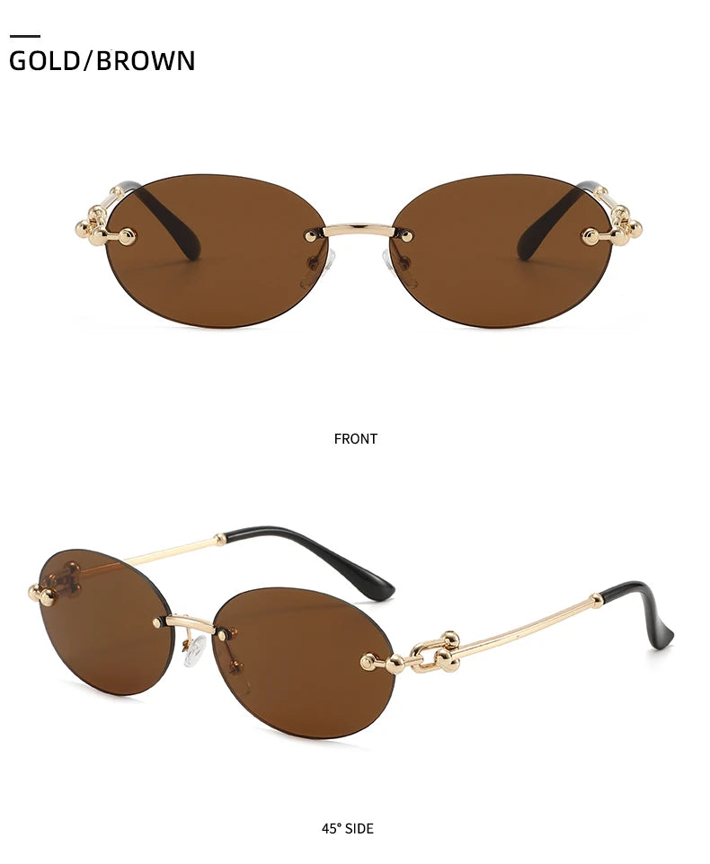 Oval Rimless Sunglasses High-End Casual and Luxurious Women's Borderless Sun Glasses Fashion and Personalized Sunglasses