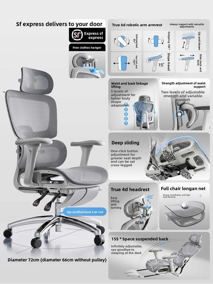 Ergonomic Office Chair Comfortable  Long Sitting Home Gaming Computer Recliner Nap Chair Adjustable Height Lumbar Support Swivel