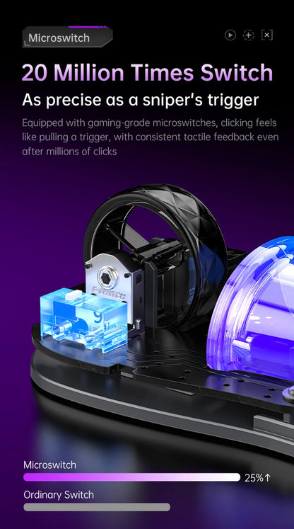 Mouse gaming RGB tri-mode wireless 2.4G, design gol și ușor, cu iluminare Chroma, cu fir și Bluetooth, controller mouse e-sports