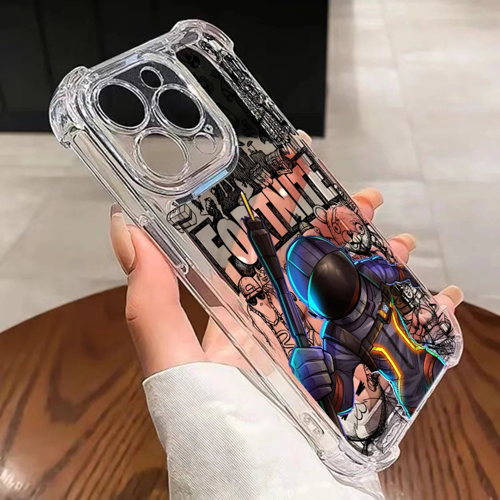 Capa de telemóvel Fortnite para Samsung Galaxy S26 S25 S24 S23 S22 S21 S20 Edge FE Ultra Plus 4G 5G, em TPU transparente antiqueda