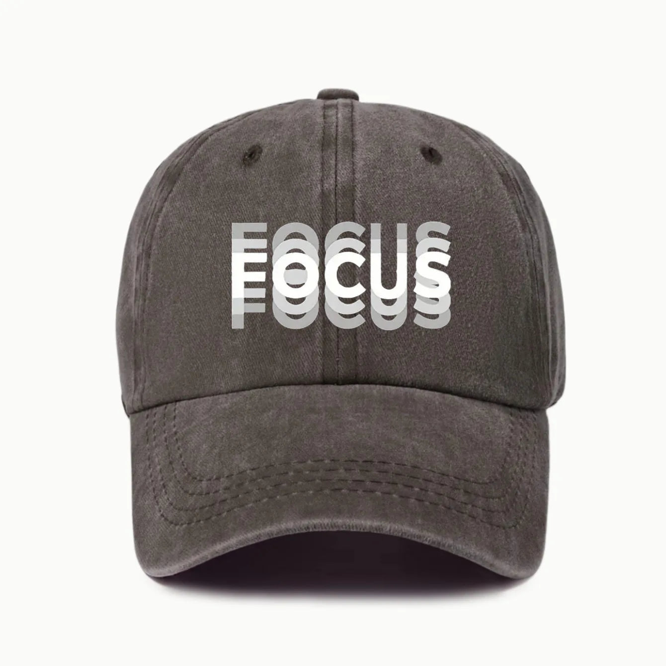 FOCUS Print Cap Washed Cotton Adjustable Classic Style Baseball Cap, Sports Duckbill Hat for Men and Women