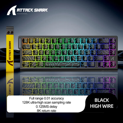 X68HE ATTACK SHARK X68PRO Magnetic Gaming Keyboard Mechanical Wired 0.01mm Rapid Trigg 8000Hz SOCD/Rs 0.125ms 128K Rate