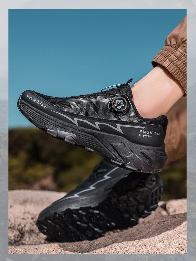 Chaussures de randonnée respirantes pour homme — Boucle rotative, semelle antidérapante