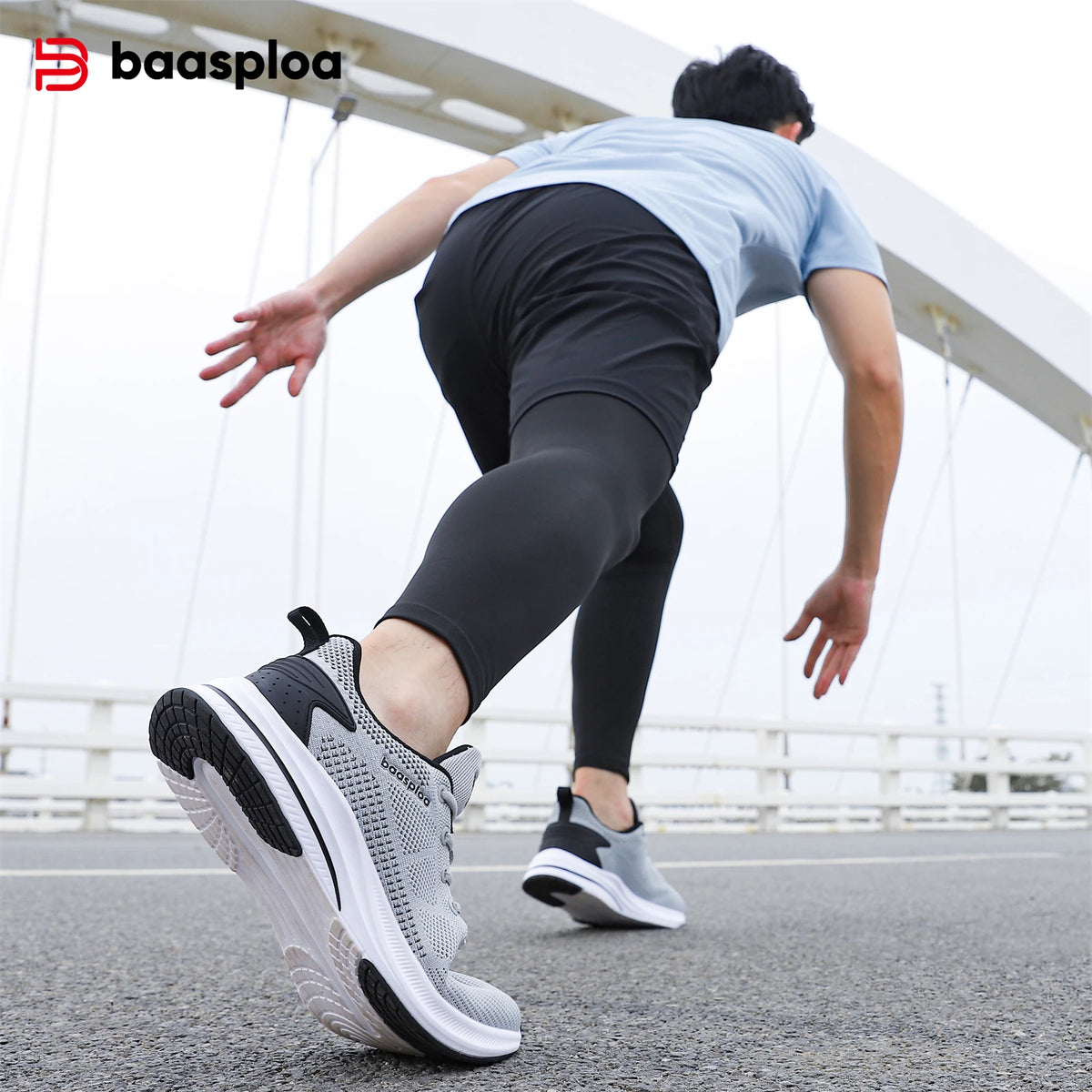 Baasploa Men Running Shoes Brand Male Designer Mesh Casual Sneakers Lightweight Lace-Up New Male Outdoor Sports Tennis Shoe