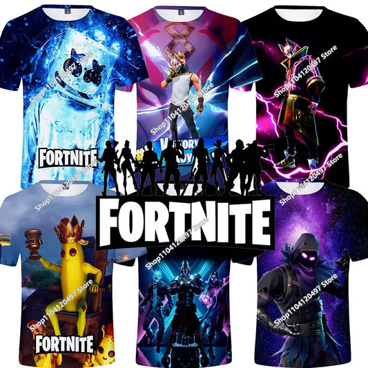 T-shirt 3D natalizia Fortnite, maglietta Battle Royale streetwear per bambini, Victory Game, uomo e donna, T-shirt Harajuku per adolescenti